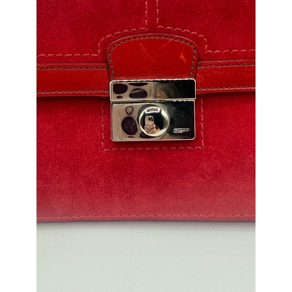 Vintage Coach Red Suede Leather Legacy Convertible Clutch Shoulder Bag 9733 - Picture 5 of 12